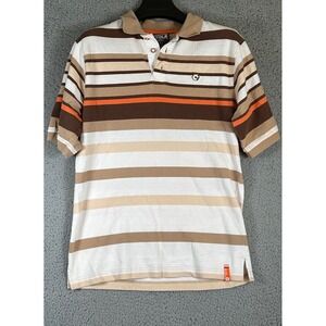 South Pole Shirt‎ Men's L Polo Striped Sleeve Polo Brown Tan Orange Vintage y2k